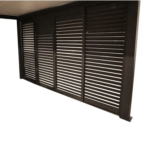 Jardin essentiel：Claustra coulissant pour pergola autoportée coloris gris en aluminium - 4 m