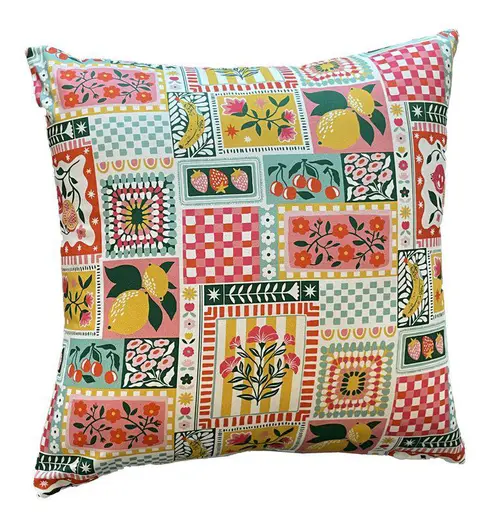 Jardin et confort:Coussin carré en coton multicolore Youpi - 45 x 45 cm