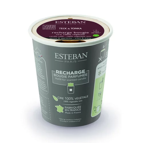 Univers extérieur：Recharge pour bougies parfumées Teck et Tonka Esteban - 180 g