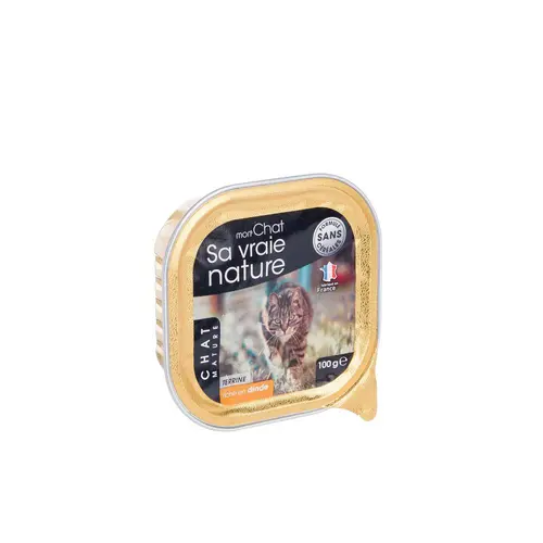 Côté extérieur：Terrine pour chat sénior à la volaille Sa vraie nature - 100 g