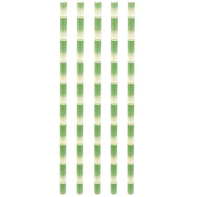 Pailles imprimées fantaisies en papier (Lot de 50) (Bambou)