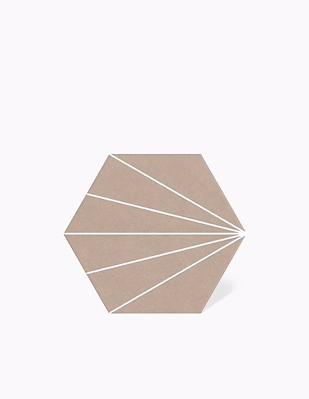 Carrelage Hexagone Taupe et Lignes Blanches en Grès cérame – 22, 5 × 25,9, MK2305106