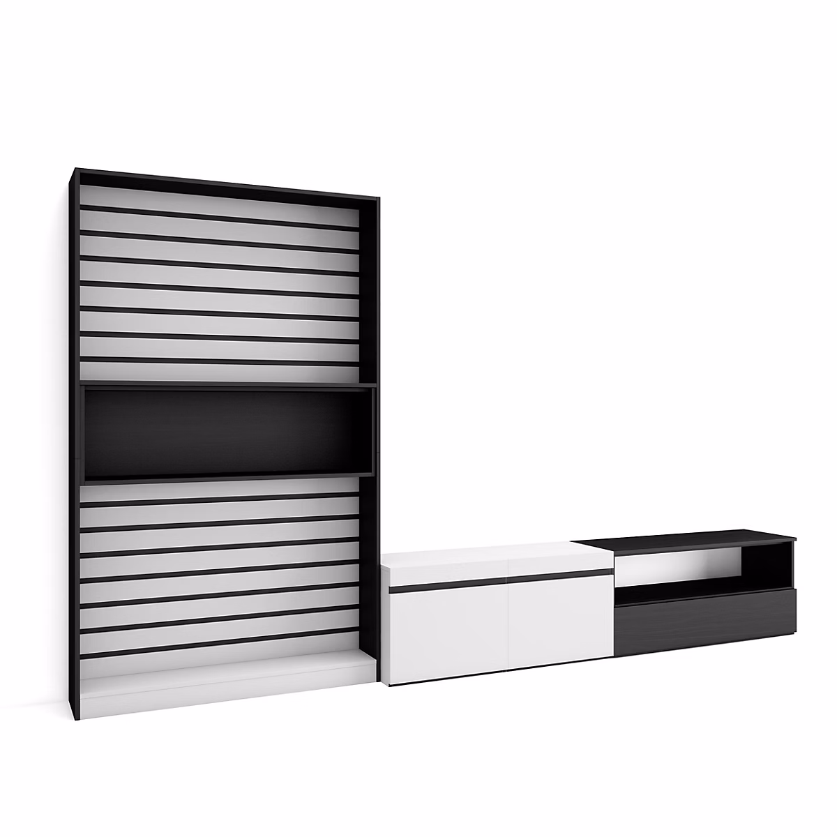 Ensemble meuble TV 310 × 35 × 186cm couleur blanc et noir