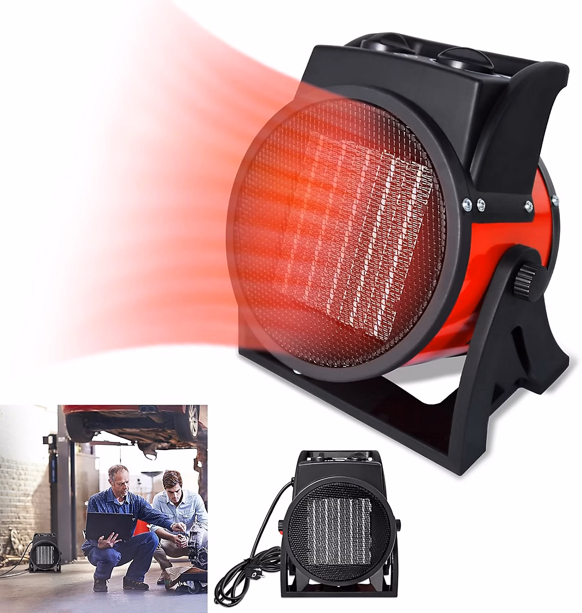 Radiateur soufflant – Chauffage soufflant céramique PTC 2000W noir rouge