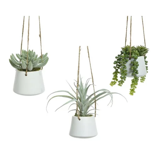 Pour compléter votre jardin：Succulente artificielle verte à suspendre pot blanc - Ø 30 cm