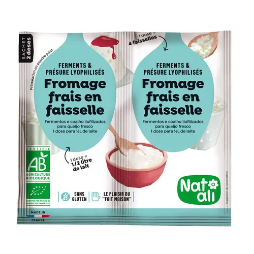Pour donner du style au jardin:Ferment pour fromage frais en faisselle bio Natali en sachet - 2 x 60 g