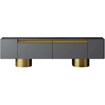 Meuble TV en aggloméré et métal Bohem (Anthracite et Doré)