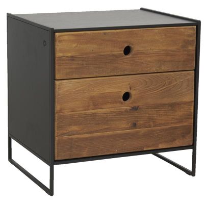 Table de nuit en métal et pin recyclé Rewood