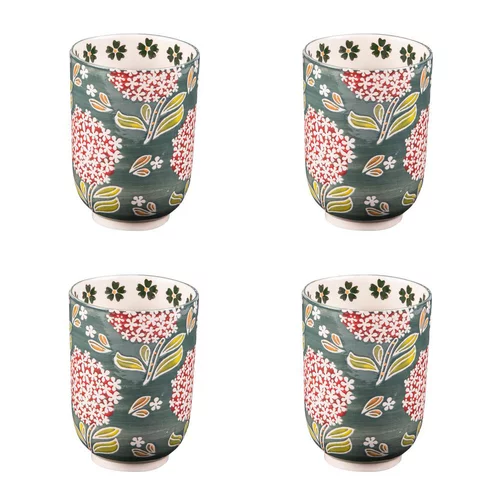 Pour équiper vos extérieurs：Coffret de 4 gobelets Cottage coloris multicolore en grès - 11 cm