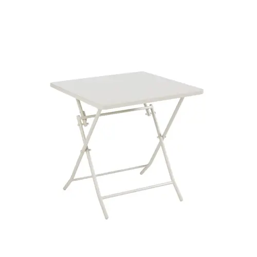 Votre jardin：Table de jardin pliante Clivia coloris beige en acier - 70 x 70 x 71 cm