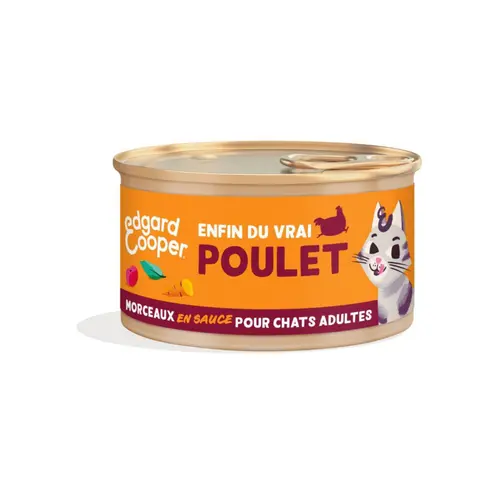 Accessoire au jardin：Pâtée pour chat adulte au poulet morceaux en sauce sans céréales Edgard & Cooper - 85 g