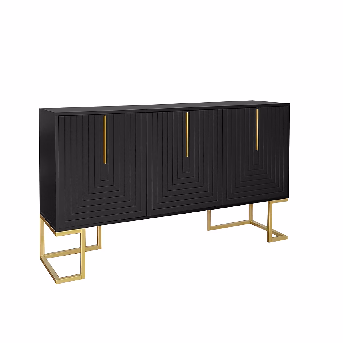 Commode buffet haut avec 3 portes noir mat H81/B138/T40 – Réf. EJJQBWWNS3463025986