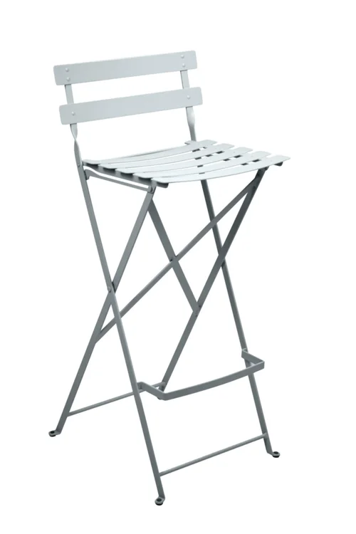 Un essentiel du jardin：Tabouret haut Bistro coloris gris en acier Fermob - 42 x 31 x 74 cm