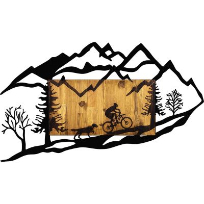 Décoration murale en bois et métal Walnut (Cycliste)