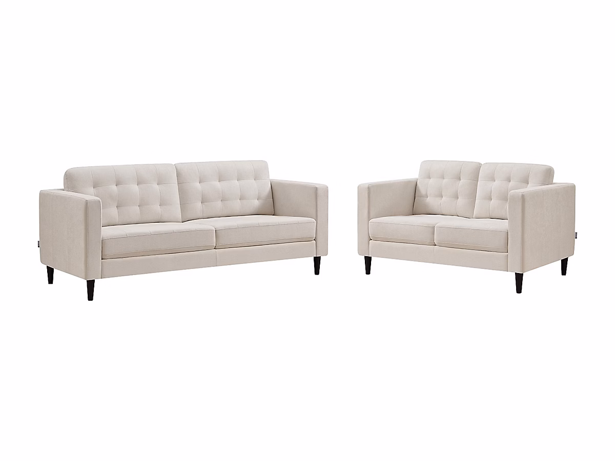 Canapé et fauteuil – Canapé 3 places et 2 places en tissu beige DIBALU