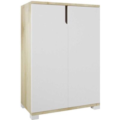 Meuble à chaussures 2 portes en aggloméré Venedik (Blanc et chêne)