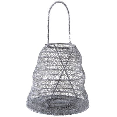 Photophore métal grillage gris blanchi (Diamètre 26cm)