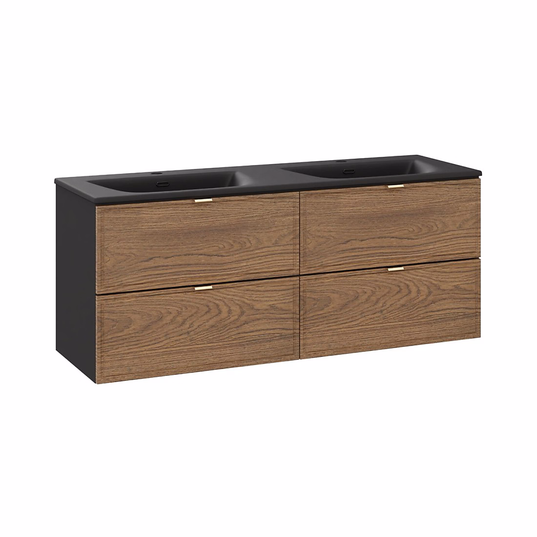 Ensemble de salle de bain SAVIA : meubles sous vasque 120cm et double vasque à encastrer noire – Réf. PAABKQRKL0713654451