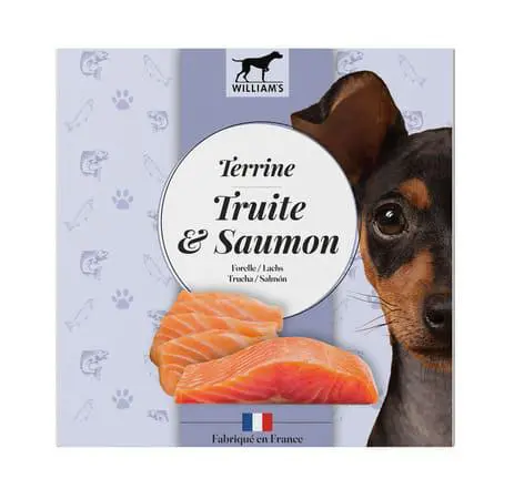 Choix jardin：Alimentation humide complémentaire pour chien terrine truite et saumon William's - 80 g