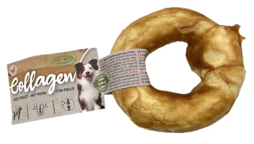 Pour votre espace vert:Friandise à mâcher pour chien en vrac donut de collagène au poulet Bubimex – Ø 10 cm – Prix à la pièce
