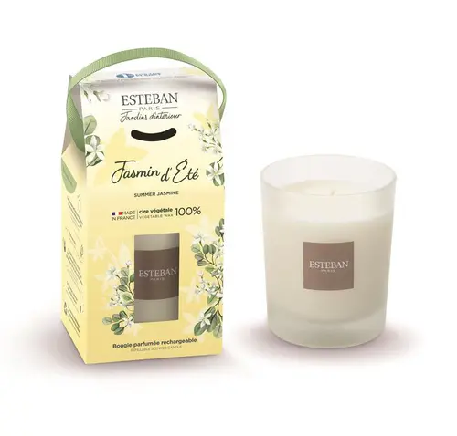 Confort au jardin：Bougie parfumée initiale Esteban senteur Jasmin d’été - 180 g
