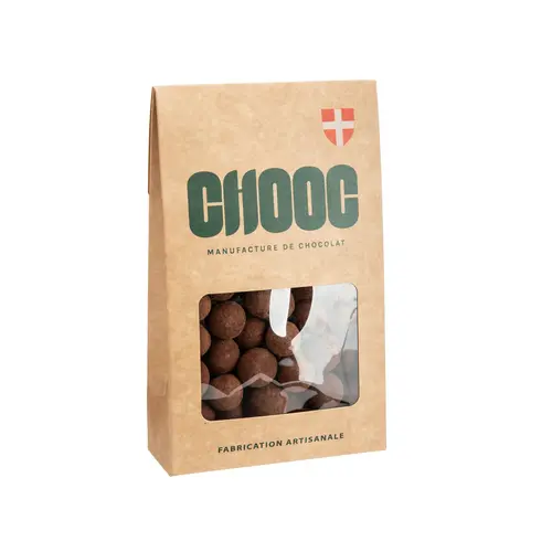 Espace vert facile：Noisettes enrobées au chocolat au lait Chooc - en sachet de 200 g