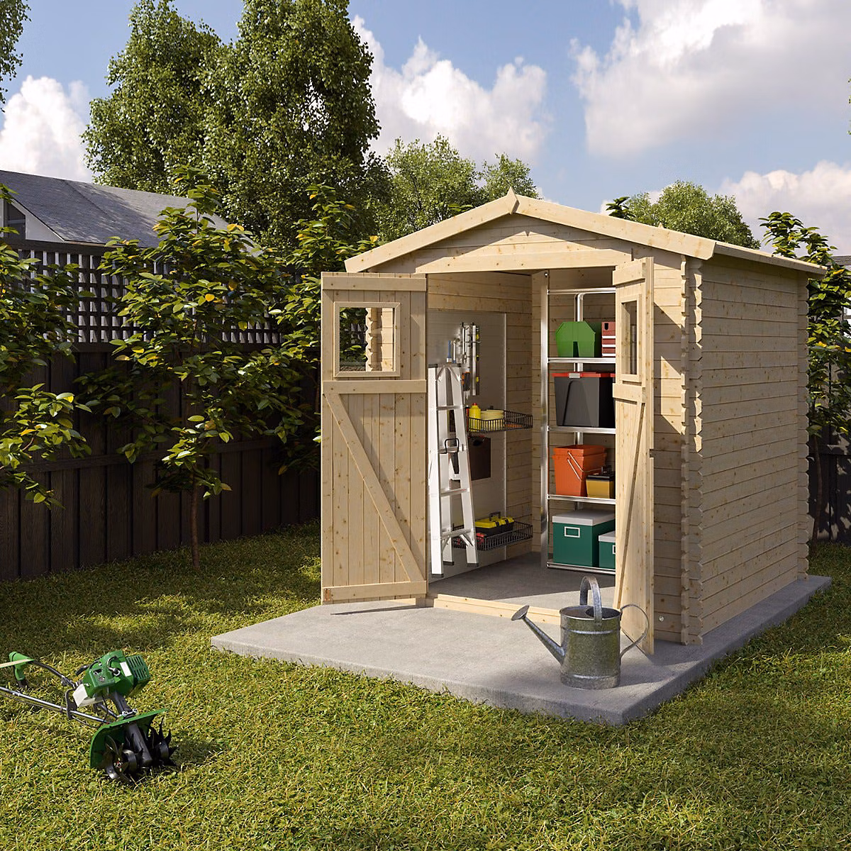 Abri de jardin bois TRIGANO 4 m² avec porte simple et panneaux robustes pour protéger et organiser votre matériel extérieur – Réf. XOMOBOXVG6902703117
