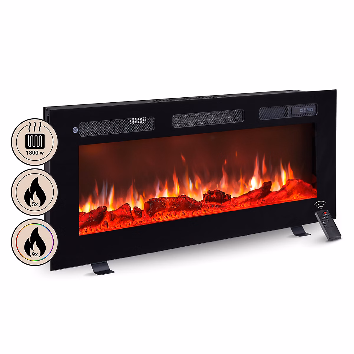 Cheminée électrique BALDERIA Leif 40 – 3 en 1, noir