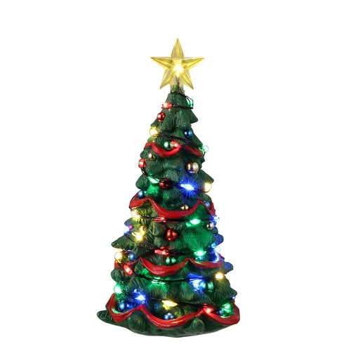 Nature au jardin：Sapin lumineux multicolore pour village de Noël Lemax