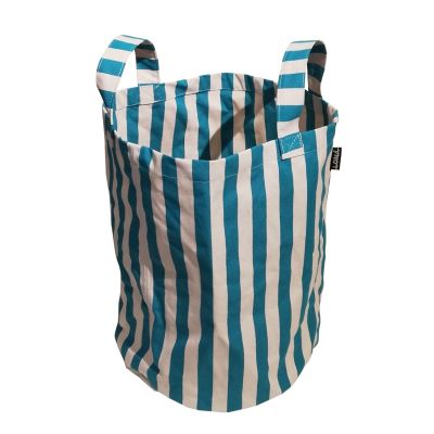 Sac de plage 100% coton Porta (Rayé vert et blanc cassé)