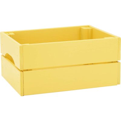 Caisse de rangement en pin petit modèle 31 x 23 x 15 cm (Jaune)