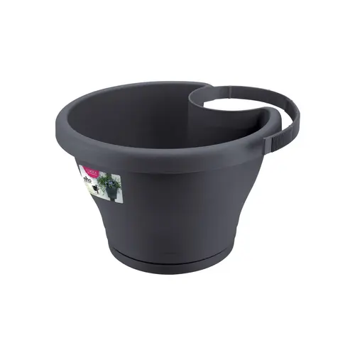 Un indispensable au jardin：Pot gouttière coloris anthracite Elho Corsica 3 L - L 27 cm x H 15,1 cm
