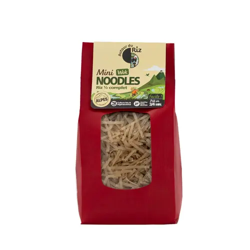 Jardin service：Sachet de mini wok noodles de riz 1/2 complet Compagnie Autour du riz - 600 g