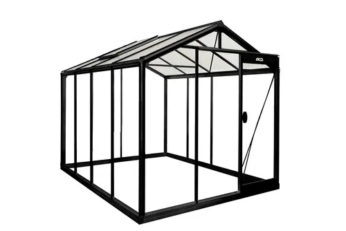 Déco pour le jardin:Serre de jardin R204H coloris noir en verre Blackline - 232 x 298 cm