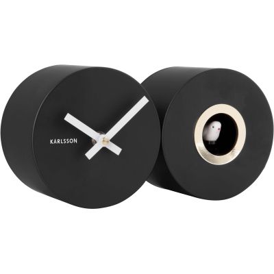 Horloge murale en métal mat Duo Cuckoo (Noir)