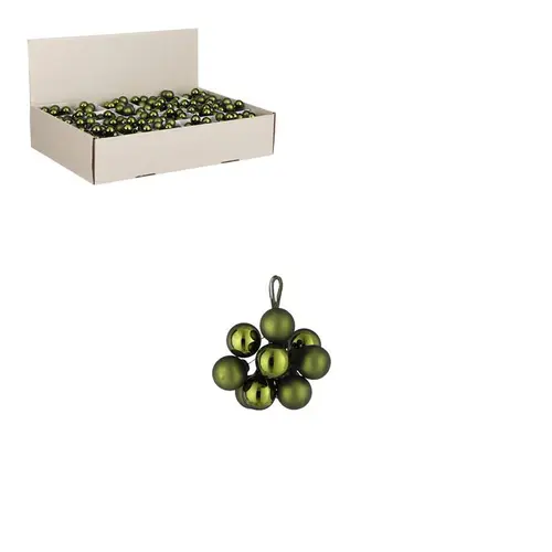Pour tous vos projets jardin：Grappe de boules de Noël en verre vert foncé sur fil - Ø 2 cm