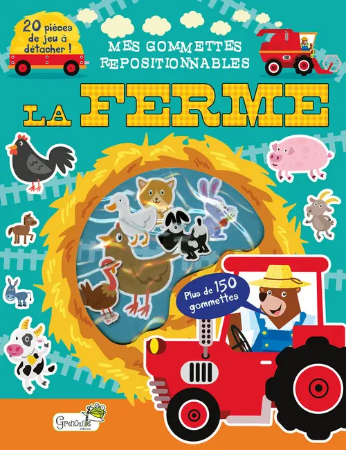 Univers jardin：Livre de gommettes repositionnables "La ferme" aux Éditions Grenouille