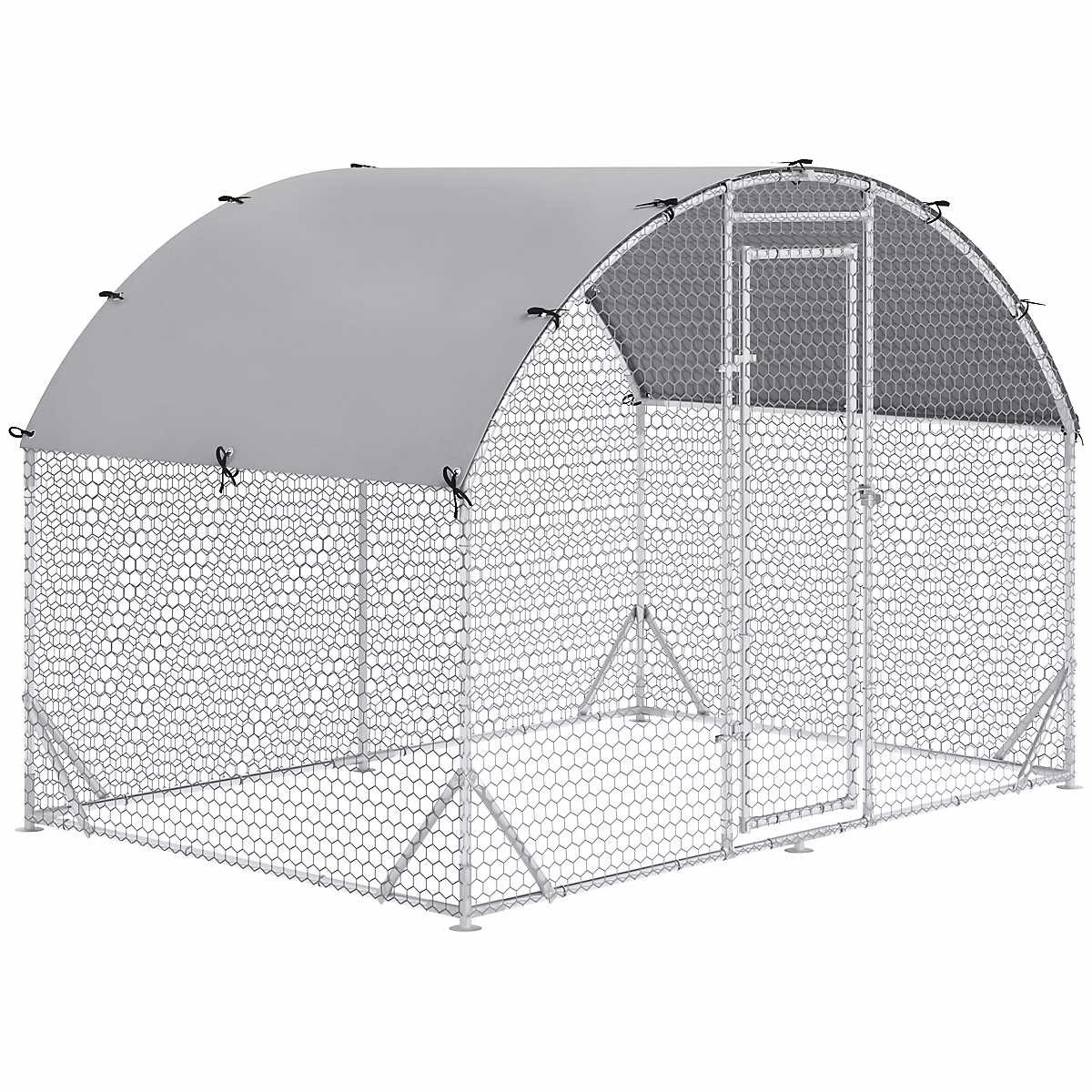 Enclos poulailler chenil couvert 5 – 32 m², parc grillagé dim. 2,8L x 1,9l x 1,97H m, acier galvanisé