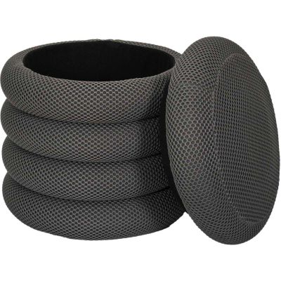 Pouf 2 en 1 en tissu coloré Atome (Gris foncé)