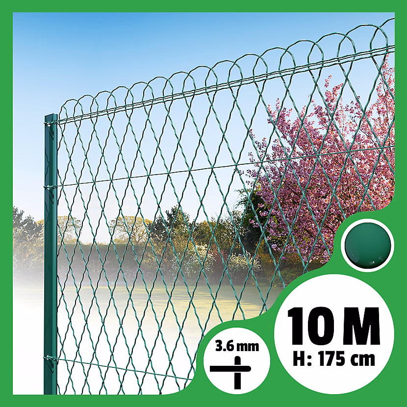 Bordure parisienne ronde longueur 10m – Vert, 175cm, 3.6mm