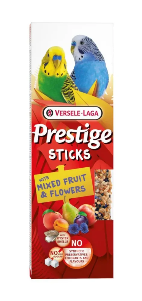 Déco pour le jardin：Friandises pour petites perruches Versele Laga Prestige Sticks Mélange de Fruits & Fleurs - 2 x 30 g