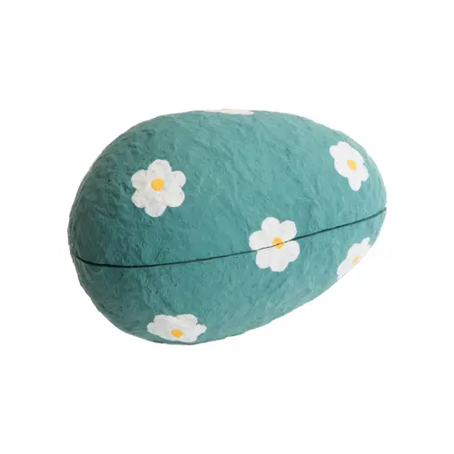 Pour donner du style au jardin:Boîte œuf à garnir en coton mâché bleu - Ø 9 x H 14 cm