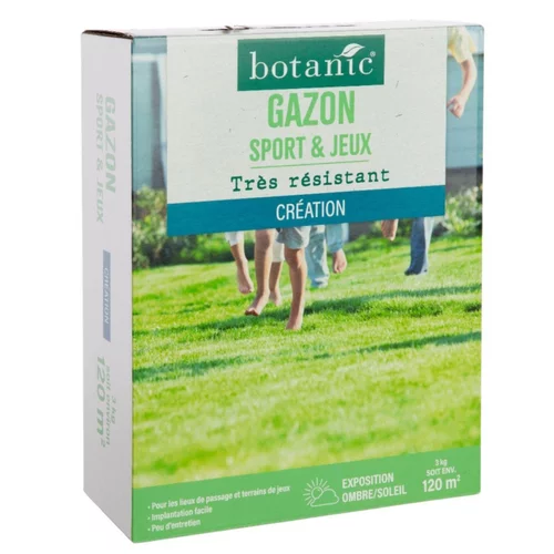 Pour votre espace vert:Graines de gazon à semer sports et jeux pour création botanic® - 3 kg