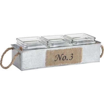 Jardinière en zinc avec pots en verre (34,5 cm)