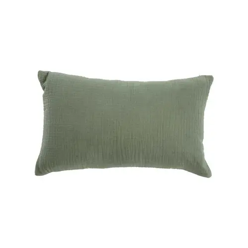 Espace vert essentiel：Coussin en gaze de coton vert - 50 x 30 cm