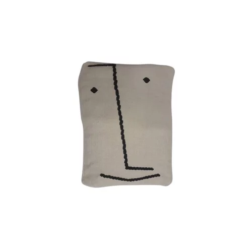 Jardin à équiper：Coussin de sol en coton épais écru à motif visage 60x80 cm