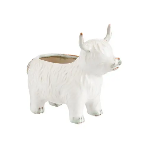 Pour faciliter la vie dehors:Coupelle forme vachette blanche en grès - 15,5 x 7,5 x 12 cm