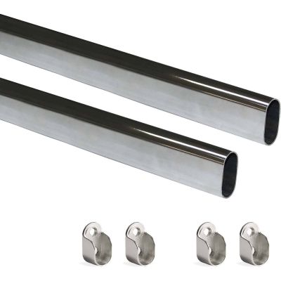 Tube de penderie en acier 30 x 15 mm (Lot de 2)