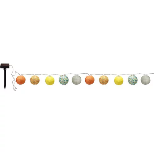 Jardin et loisirs:Guirlande solaire Polka de 10 lampions multicolores à LED blanc 135 cm