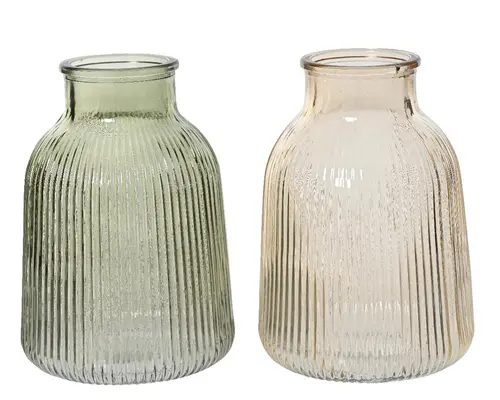Choix pratique:Vase en verre vaporisé à stries - Ø 10 x H 12 cm